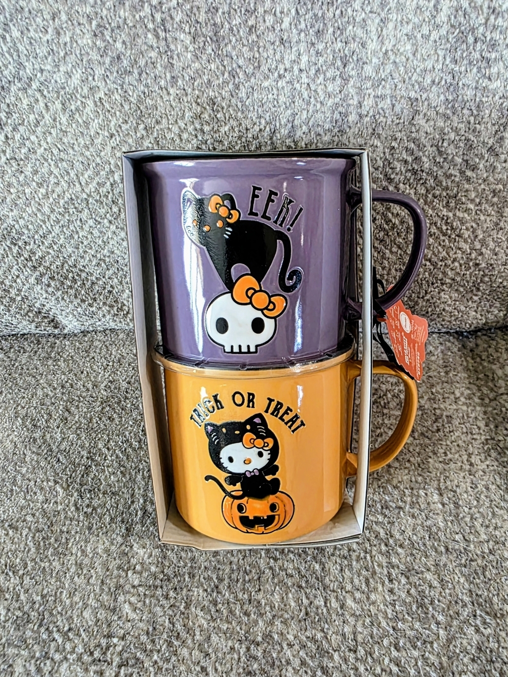 Blue Sky Hello Kitty Halloween Mug Duo in Purple and Orange
